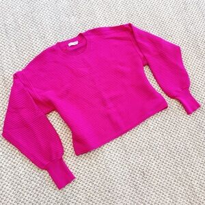 Good American Womens ribbed cropped hot pink pullover sweatshirt size 0 small